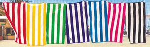 Open image in slideshow, Premium Cabana Stripe, Velour Beach Towel in Vibrant Colors - 35&quot;x60&quot;
